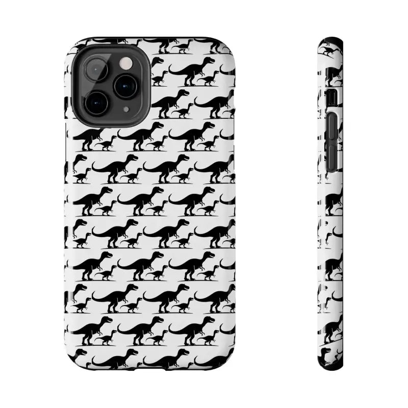 Dinosaur-patterned phone case for iPhone and Samsung, showcasing vibrant prehistoric designs