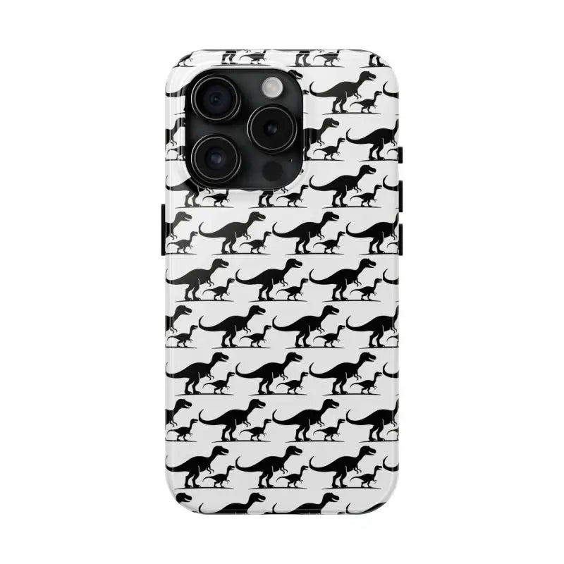 Dinosaur-patterned phone case for iPhone and Samsung in vibrant colors