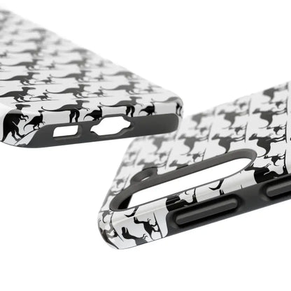Dinosaur-patterned phone cases for iPhone and Samsung showcasing playful designs