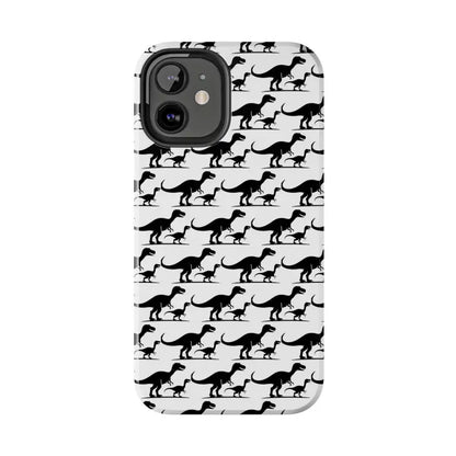 Dinosaur-patterned phone case for iPhone and Samsung, featuring vibrant dinosaur designs