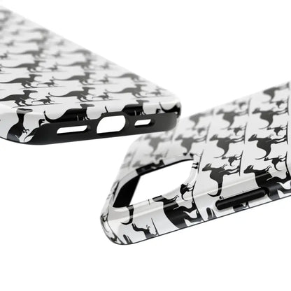Dinosaur-patterned phone case for iPhone and Samsung, featuring vibrant dinosaur designs