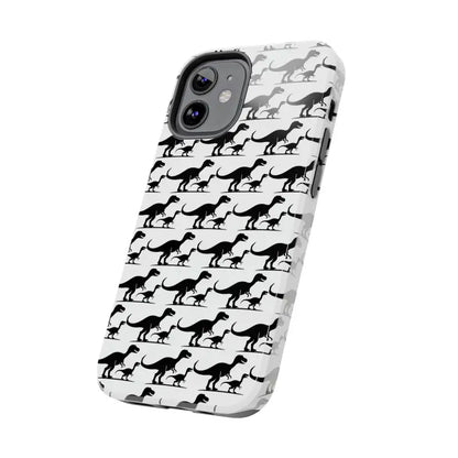 Dinosaur-patterned phone case for iPhone and Samsung devices showcasing vibrant designs