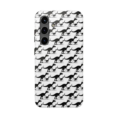 Dinosaur-patterned phone case for iPhone and Samsung in vibrant colors and design
