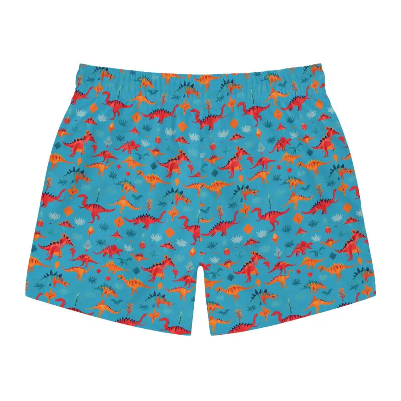 Blue dinosaur-patterned boxer shorts from Dinosaur Print Swim Trunks for Kids