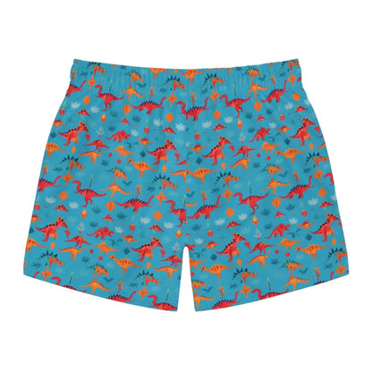 Blue dinosaur-patterned boxer shorts from Dinosaur Print Swim Trunks for Kids