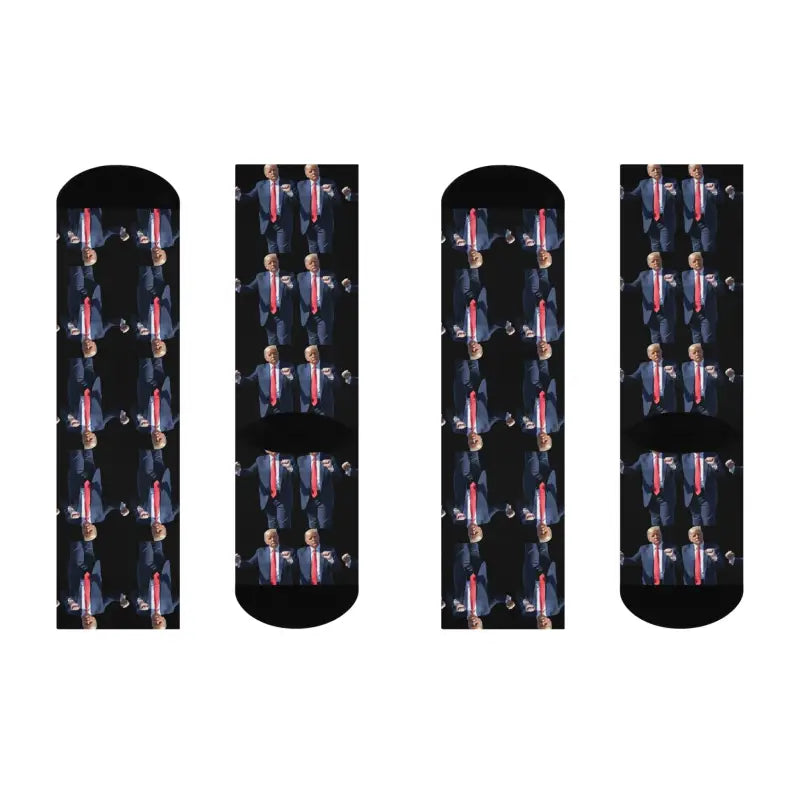 Donald Trump Pattern Novelty Crew Socks featuring a playful design of the former president