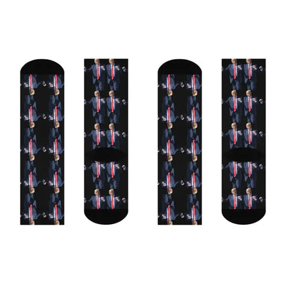 Donald Trump Pattern Novelty Crew Socks featuring a playful design of the former president
