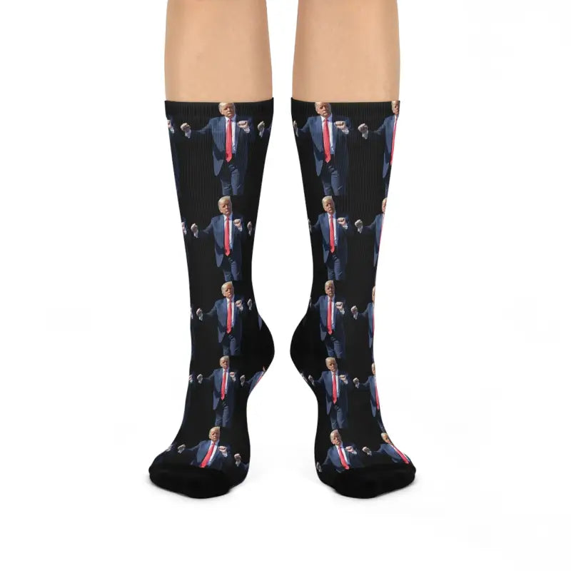 Donald Trump Pattern Novelty Crew Socks featuring a unique Trump-themed design