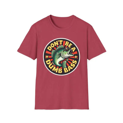 Maroon unisex t-shirt featuring fish graphic from Dont Be A Dumb Bass collection