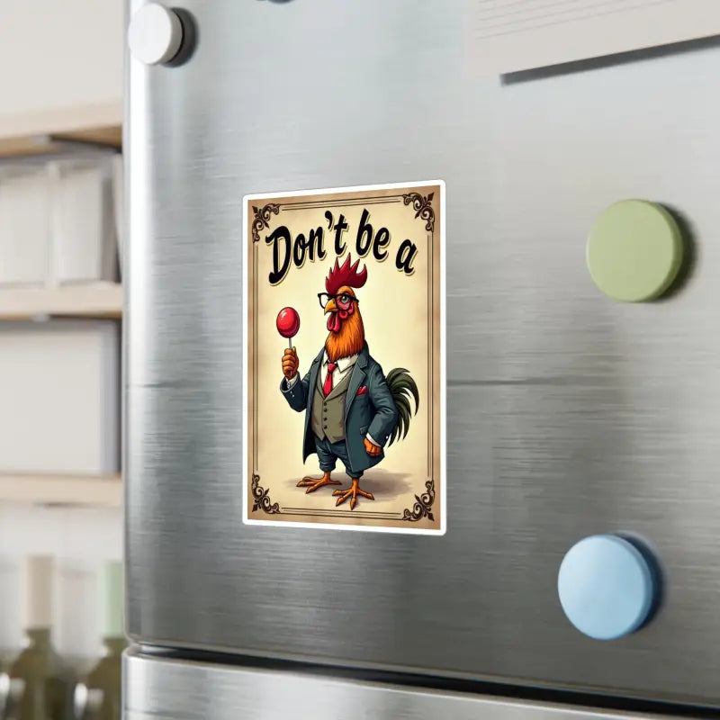 Humorous Dont Be A Rooster Sticker encouraging a lighthearted attitude toward life