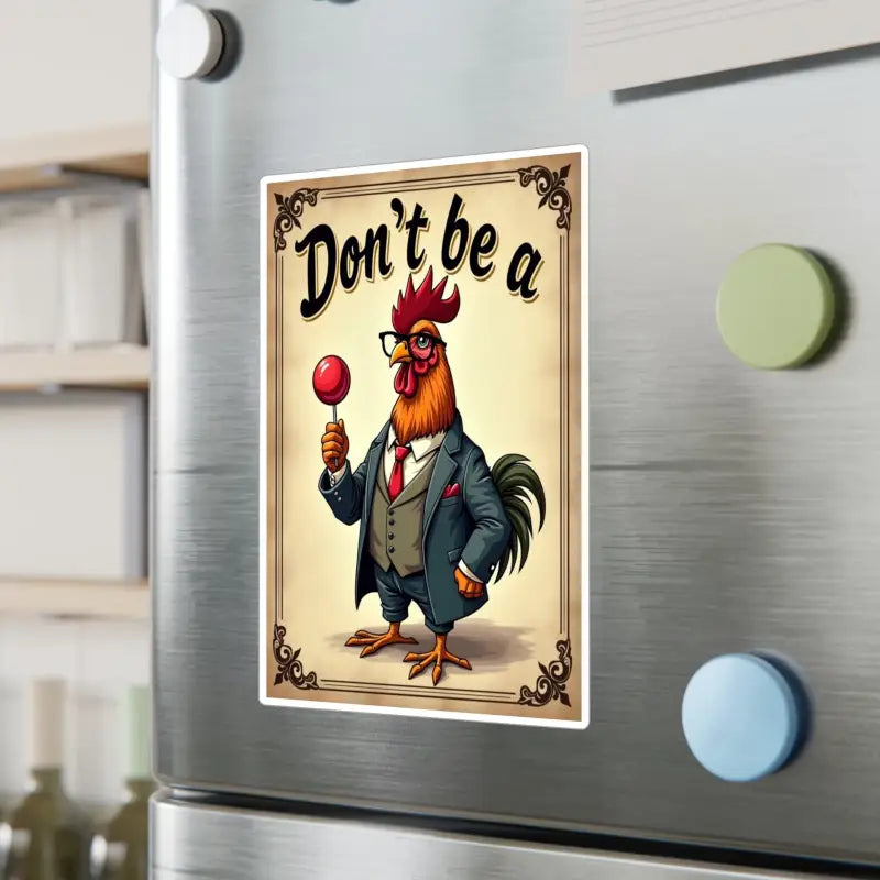 Humorous rooster magnet showcasing the Dont Be A Rooster sticker design