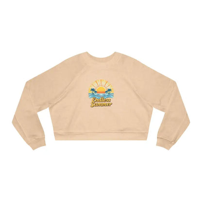 Beige cropped sweatshirt featuring Endless Summer design for women’s fashion