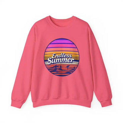 Pink sweatshirt featuring Endless Summer graphic in relaxed retro design