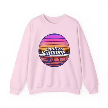 Pink sweatshirt featuring Endless Summer graphic, part of the Endless Summer collection