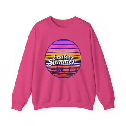 Pink sweatshirt featuring Endless Summer graphic from the Endless Summer unisex crewneck collection