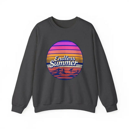 Gray sweatshirt featuring Endless Summer graphic for a relaxed retro vibe