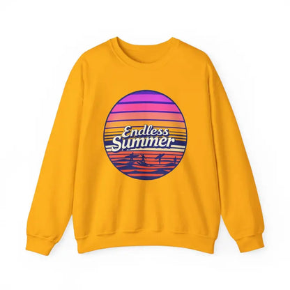Yellow Endless Summer Unisex Crewneck Sweatshirt with Relaxed Vibe Retro Design