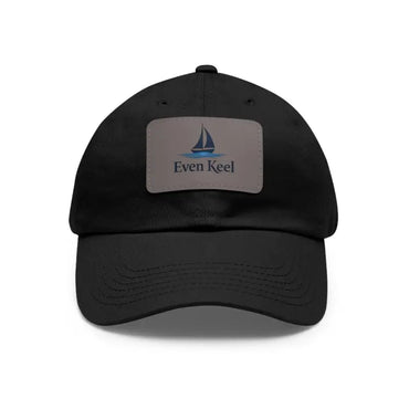 Black baseball cap featuring a sailboat patch from Even Keel Signature Dad Hat