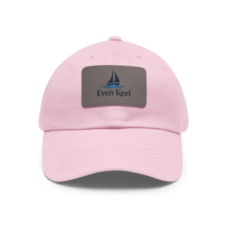 Pink baseball cap featuring a sailboat patch from the Even Keel Signature Dad Hat collection