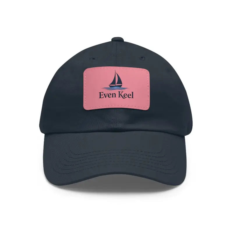 Navy baseball cap featuring a sailboat patch from Even Keel Signature Dad Hat collection