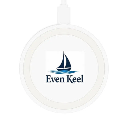 White wireless charging pad from Even Keel Signature Quake, 5W output