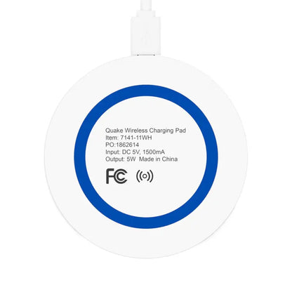 White Even Keel Signature Quake Wireless Charging Pad 5W with blue ring