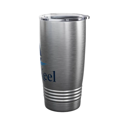 Silver tumbler with lid from Even Keel Signature Ringneck 20oz Stainless Steel Tumbler