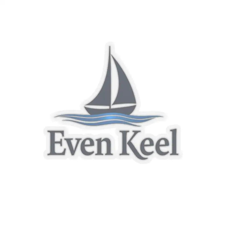 Even Keel Signature Sailboat Logo Sticker featuring a sailboat logo with text