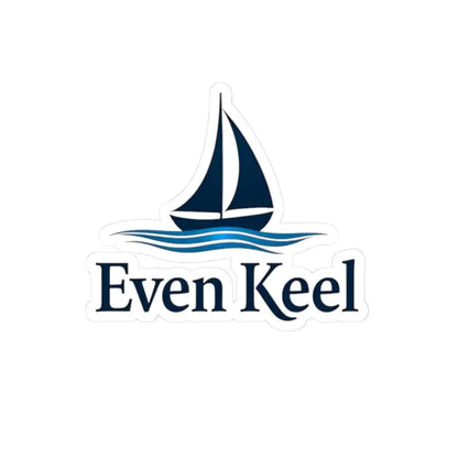 Even Keel Signature Sailboat Logo Sticker featuring a sleek sailboat design