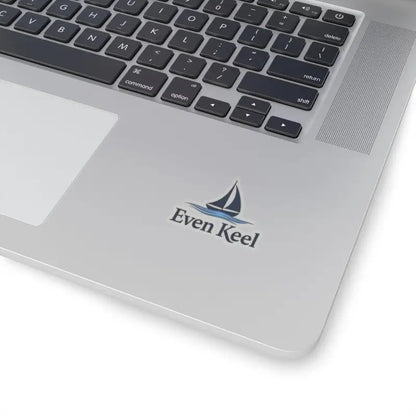 Laptop adorned with Even Keel Signature Sailboat Logo Sticker for nautical fans