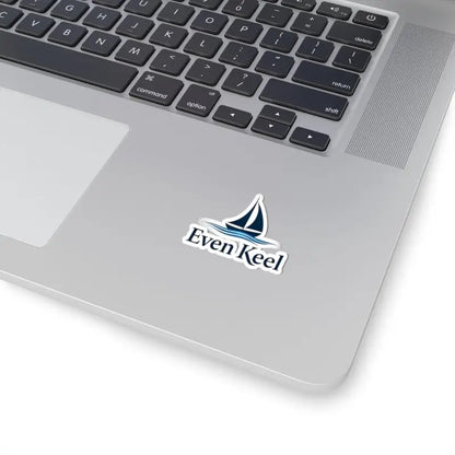 Laptop sticker featuring the Even Keel Signature Sailboat Logo design