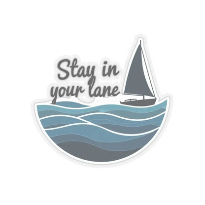 Sailboat sticker with ocean waves from Even Keel Stay Your Lane Nautical collection
