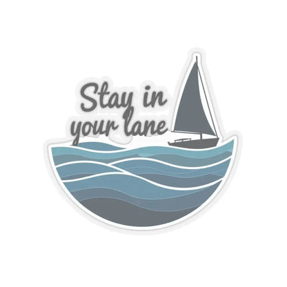 Sailboat sticker featuring ocean waves from the Even Keel Stay Your Lane collection