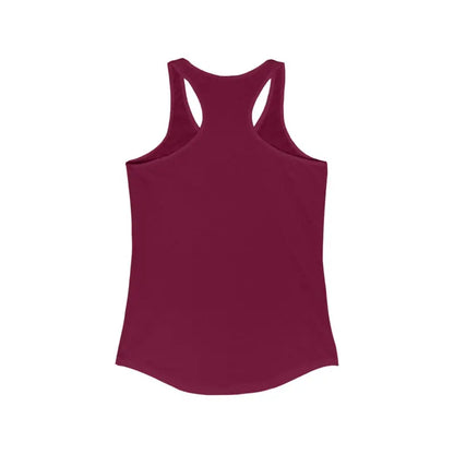 Maroon racerback tank top from Even Keel for an active lifestyle in women’s wear