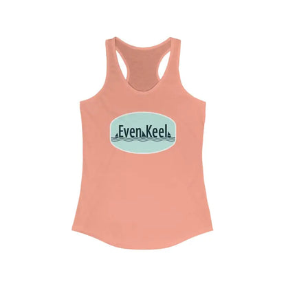 Peach-colored racerback tank top from Even Keel for active women’s lifestyle