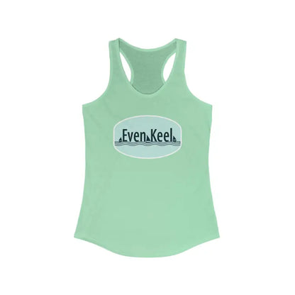 Mint green racerback tank top from Even Keel for women’s active lifestyle