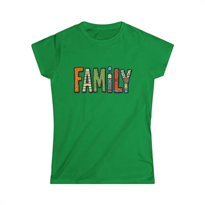 Green Family design t-shirt displayed in Family Tee Womens Softstyle Casual T Shirt
