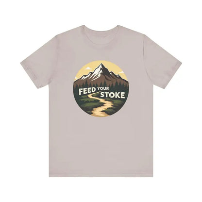 Feed Your Stoke Mountain Graphic T-Shirt featuring a stunning mountain design