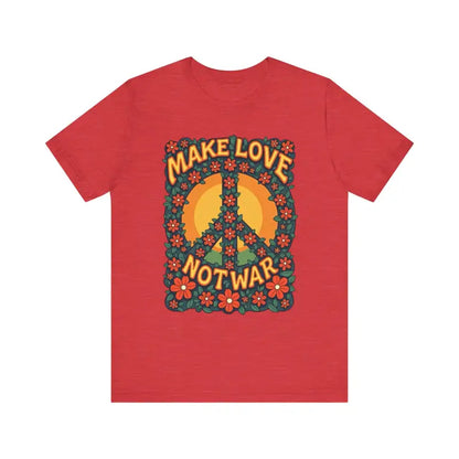 Red Retro Peace Sign T-Shirt featuring a floral design for casual and activist wear
