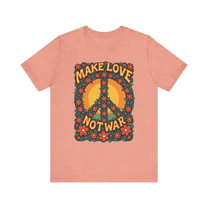 Peach-colored Retro Peace Sign T-Shirt featuring a floral design for casual wear