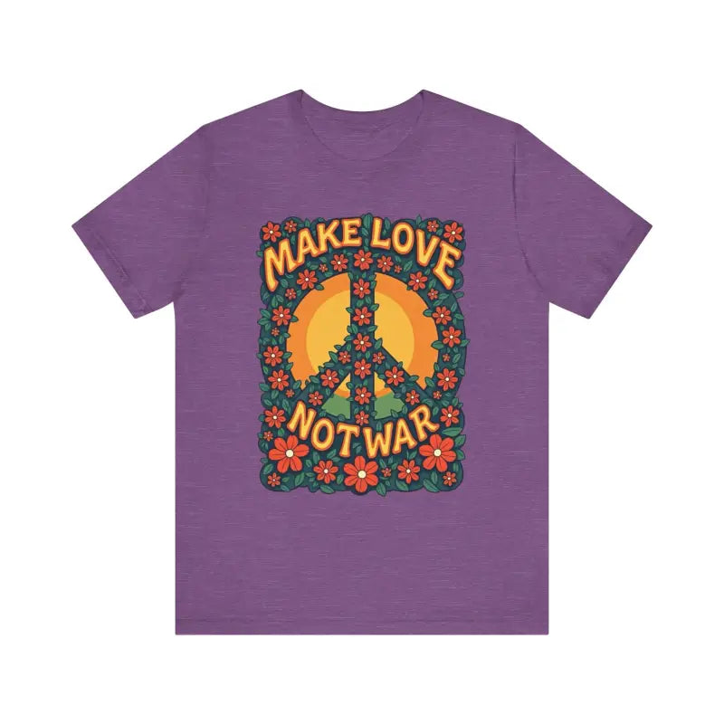 Purple Retro Peace Sign T-Shirt featuring a floral design for casual and activist wear