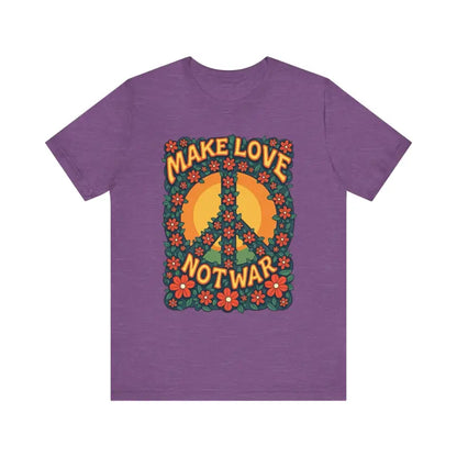 Purple Retro Peace Sign T-Shirt featuring a floral design for casual and activist wear