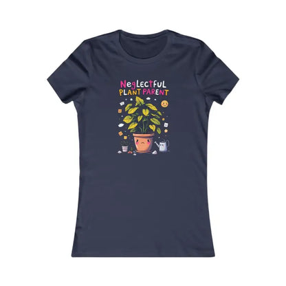 Navy blue t-shirt featuring Funny Neglectful Plant Parent design for women