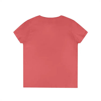 Reddish-pink short-sleeved Gansett Design Retro Sunrise V Neck T-Shirt for Women