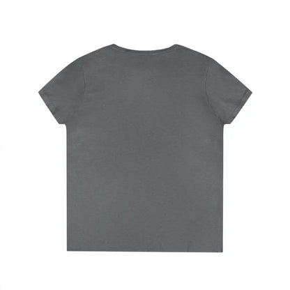 Gray short-sleeved V-neck t-shirt from Gansett Design Retro Sunrise for women