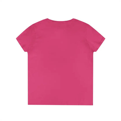 Pink Gansett Design Retro Sunrise V Neck T-shirt for Women displayed on a neutral background