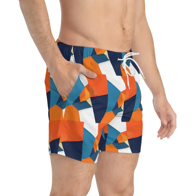 Geometric Patterned Swim Trunks featuring a vibrant and modern design