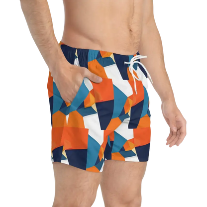 Geometric Patterned Swim Trunks featuring a vibrant and modern design