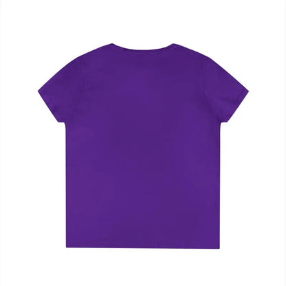 Purple crew-neck t-shirt from Good Vibes Ladies featuring peace and positivity graphic