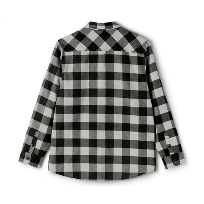Gray and Black Plaid Flannel Shirt featuring a stylish black and white checkered pattern
